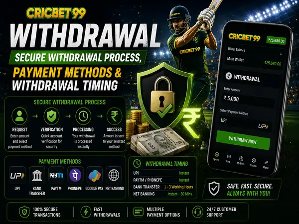 Cricbet99 Withdrawal – Secure Withdrawal Process, Payment Methods & Withdrawal Timing