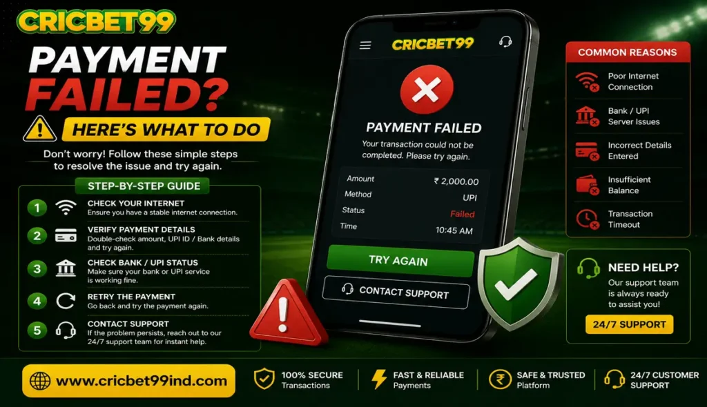 Cricbet99 Payment Failed Here’s What To Do